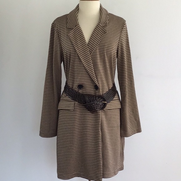 Philosophy brown houndstooth dbl breasted long blazer. M NWT belt not included - Picture 2 of 9